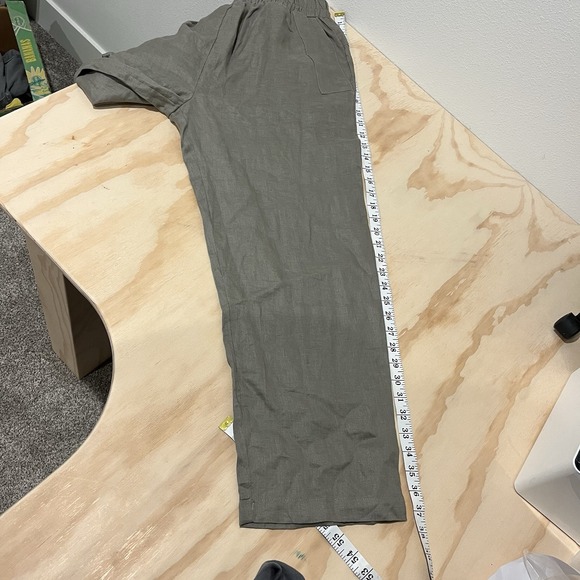 Grade And Gather 100% Linen Pants Sz L Grey/beige Big Pockets Lightweight Classy - Picture 12 of 13